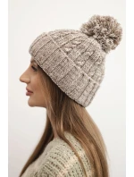 Dámska zimná čiapka s bambulou z vlny K424 tmavo béžová Dámska zimná čiapka s bambulou z vlny K424 tmavo béžová