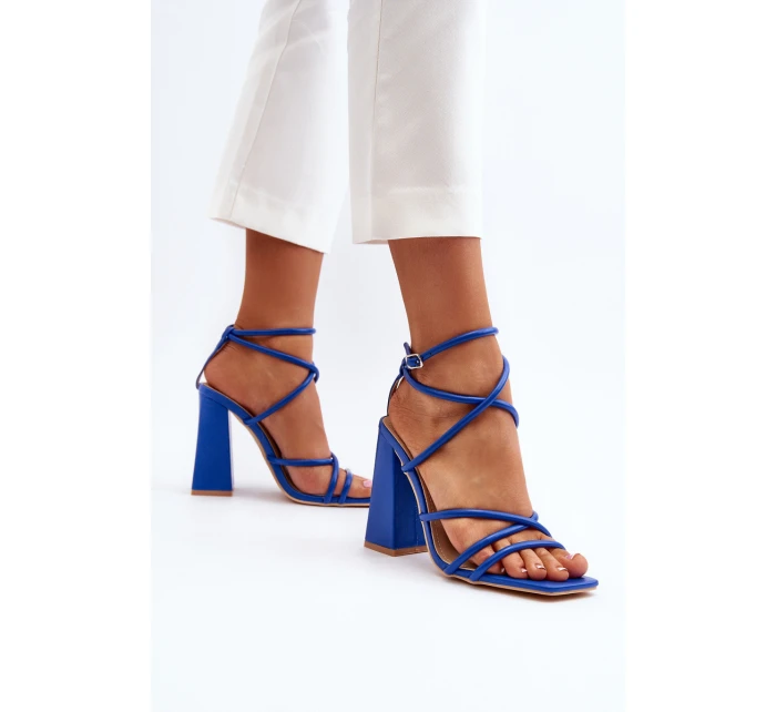 Modne Sandały Na Obcasie Niebieskie Josette
