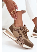 Kožené dámské tenisky na platformě leopardí vzor model 21712445 hnědé - Artiker