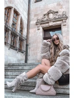 Dámské kotníkové boty na podpatku s třásněmi a stahováním vyhřívané béžové Darlina Dámské kotníkové boty na podpatku s třásněmi a stahováním vyhřívané béžové Darlina