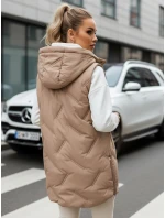 Dámská prošívaná vesta s kapucí v barvě camel Dstreet model 21991384 - FashionStreet