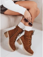 Dámske semišové šnurovacie čižmy camel FashionStreet ZY1236 Dámske semišové šnurovacie čižmy camel FashionStreet ZY1236