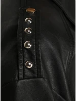 Dámska kožená bunda bomber black FashionStreet TY5566 Dámska kožená bunda bomber black FashionStreet TY5566