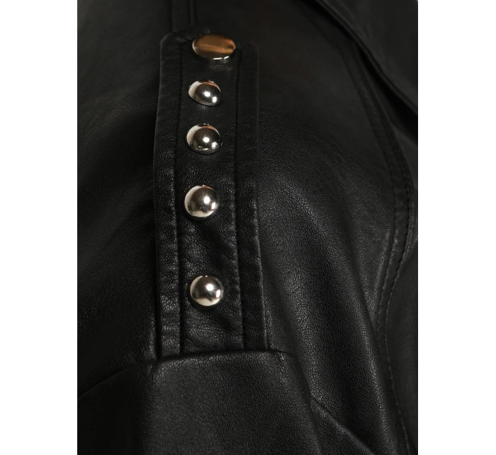 Dámska kožená bunda bomber black FashionStreet TY5566 Dámska kožená bunda bomber black FashionStreet TY5566