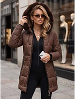 Dámska zimná prešívaná bunda s kapucňou, hnedá, FashionStreet TY5736 Dámska zimná prešívaná bunda s kapucňou, hnedá, FashionStreet TY5736
