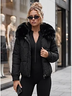 Krátka dámska zimná prešívaná bunda, čierna, FashionStreet TY6037 Krátka dámska zimná prešívaná bunda, čierna, FashionStreet TY6037