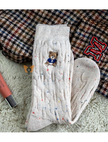 Magnetis ponožky YN5042 Medvedík melanž