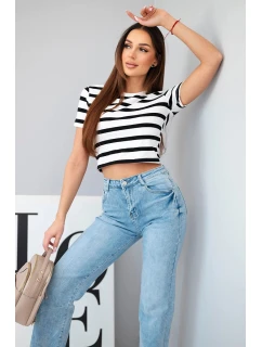 Dámske džínsy s vysokým pásom a širokými nohavicami