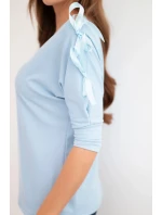 Dámská viskózová blůza s ozdobnými model 22010142 modrá - K-Fashion Dámská viskózová blůza s ozdobnými model 22010142 modrá - K-Fashion