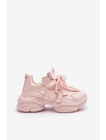 Sneakersy Damskie Na Masywnej Podeszwie Różowe Windamella