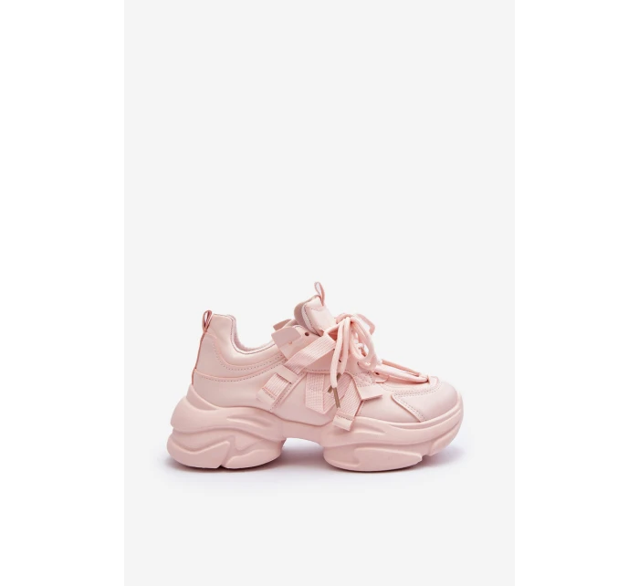 Sneakersy Damskie Na Masywnej Podeszwie Różowe Windamella