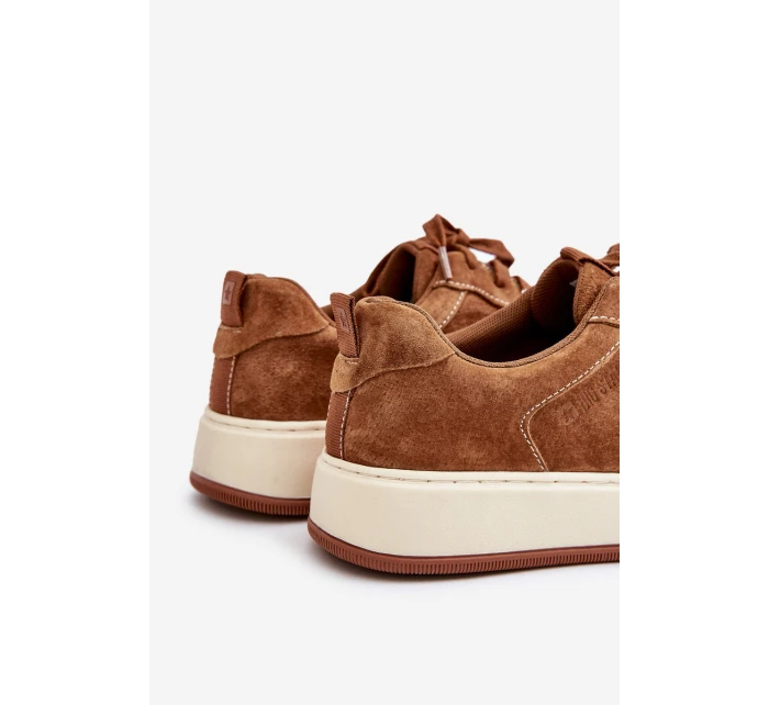 Męskie Sneakersy Na Platformie Zamszowe Big Star OO174014 Brązowe