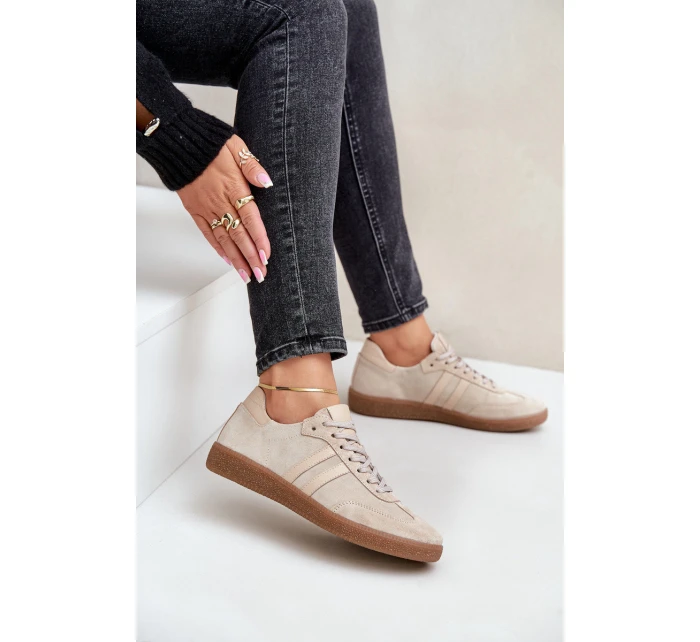 Nízké dámské semišové tenisky béžové model 21679949 - Zazoo Nízké dámské semišové tenisky béžové model 21679949 - Zazoo
