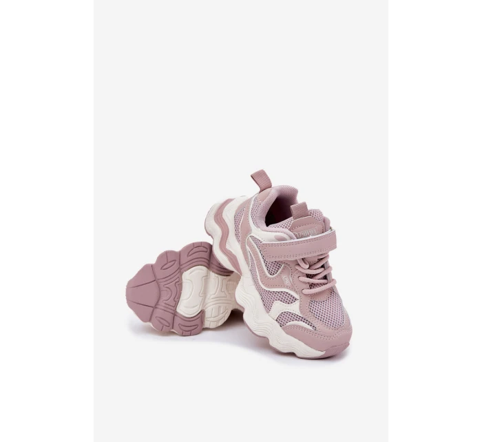 Sneakersy Dziecięce Na Grubej Podeszwie Różowe Lianees