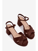 Dámské sandály na podpatku čokoládové Janelia