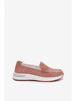 Růžové dámské semišové mokasiny Pevina