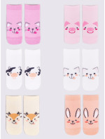 Yoclub Dievčenské členkové tenké bavlnené ponožky Vzory Farby 6-Pack SKS-0072G-AA00-004 Multicolour
