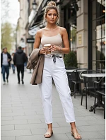 Dámske džínsy s vysokým pásom mom fit white FashionStreet UY2935