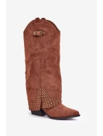 Kozačky S  Na Podpatku Hnědé model 21681443 - Boto