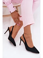 Dámské sandály na podpatku z přírodního semiše černé Kandy