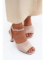 Dámské sandály na podpatku Vinceza 62297 Béžové