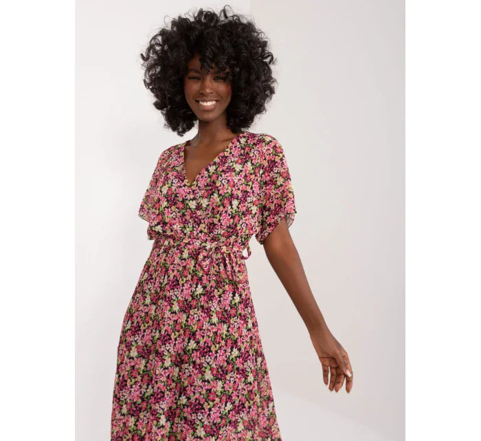 Sukienka DHJ SK model 20105407 czarno różowy - FPrice Sukienka DHJ SK model 20105407 czarno różowy - FPrice