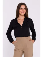 model 20503074 Halenka s dlouhými rukávy černá - STYLOVE model 20503074 Halenka s dlouhými rukávy černá - STYLOVE