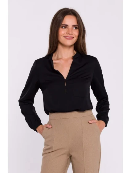 model 20503074 Halenka s dlouhými rukávy černá - STYLOVE model 20503074 Halenka s dlouhými rukávy černá - STYLOVE