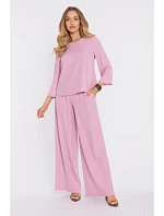 M905 Elegantná blúzka s voľnými rukávmi - púdrová