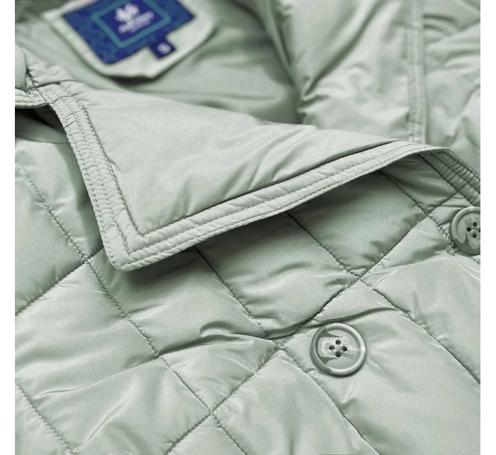 Klasický dámský prošívaný kabát v pistáciové barvě model 17658097 - Ann Gissy Klasický dámský prošívaný kabát v pistáciové barvě model 17658097 - Ann Gissy