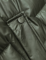 Dámska vesta v khaki farbe s kapucňou (B8171-11)