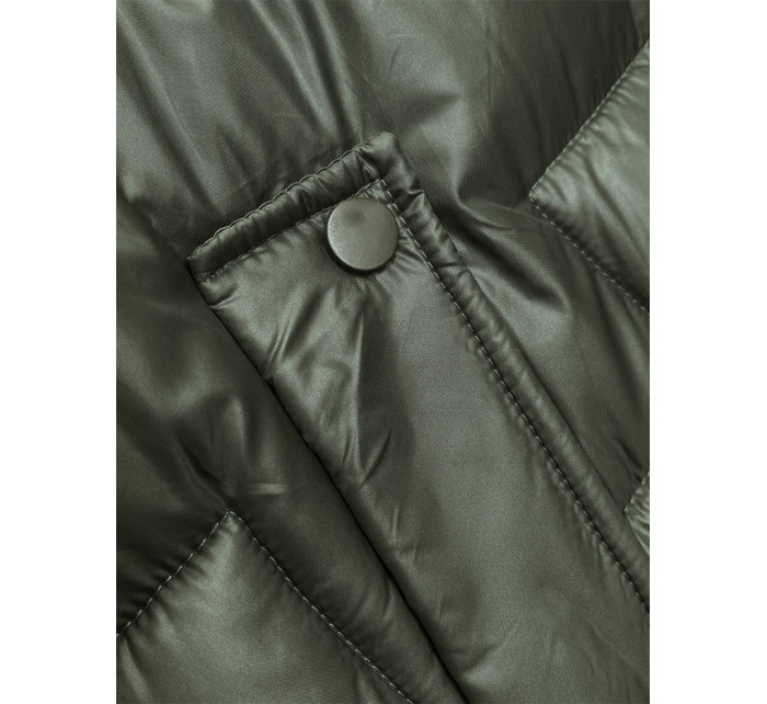 Dámská vesta v khaki barvě s kapucí (B8171-11)