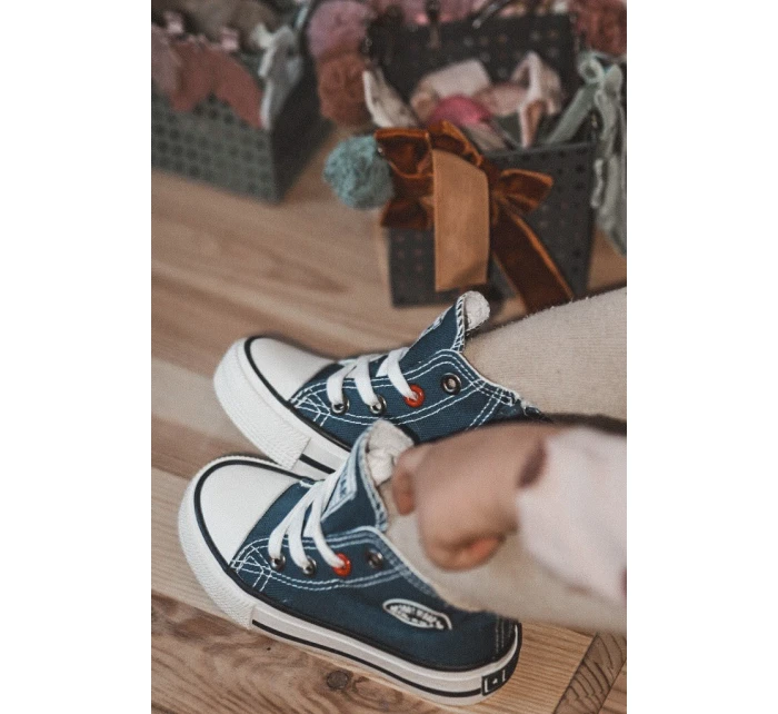 Dziecięce Wysokie Trampki Z Suwakiem BIG STAR HH374189 Granatowe Dziecięce Wysokie Trampki Z Suwakiem BIG STAR HH374189 Granatowe