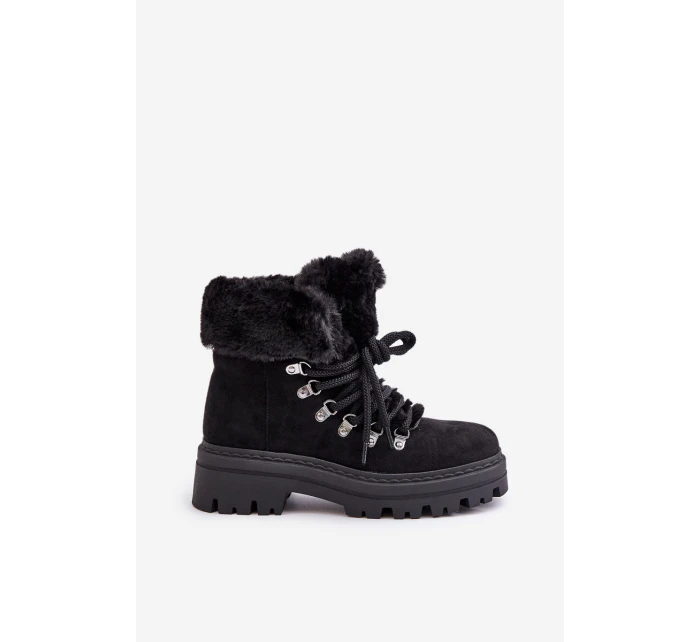 Dámské Šněrovací Boty S Kožíškem Černé model 21679564 - Boto Dámské Šněrovací Boty S Kožíškem Černé model 21679564 - Boto