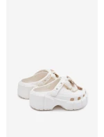 Klapki Dziecięce Dziewczęce Piankowe Z Kokardką I Ozdobami Białe Selvana