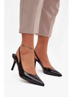 Lakované lodičky na jehlovém podpatku Černé Phelia