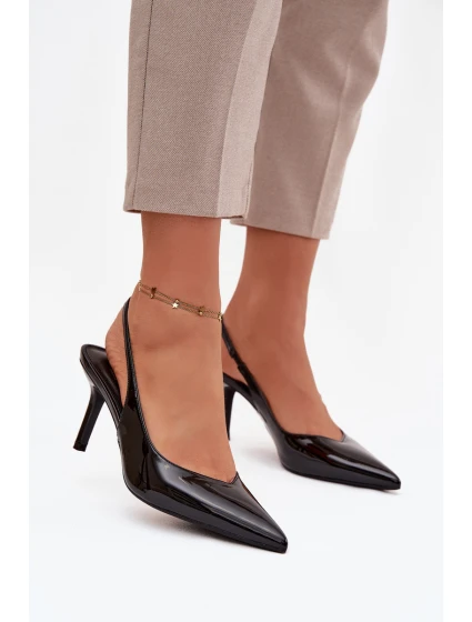 Lakované lodičky na jehlovém podpatku Černé Phelia