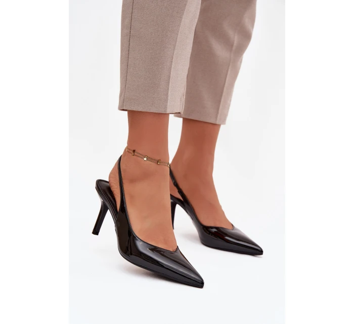 Lakované lodičky na jehlovém podpatku Černé Phelia