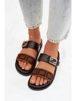 Dámské pantofle se zlatým sponou Černé Fiorisse