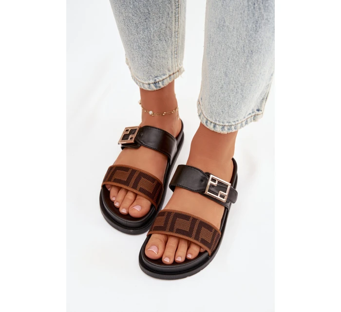 Dámské pantofle se zlatým sponou Černé Fiorisse