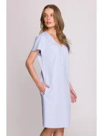 S392 Šaty voľného strihu s výstrihom do V - svetlomodré S392 Šaty voľného strihu s výstrihom do V - svetlomodré