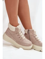 Dámske semišové snehule Vinceza s kožušinou na platforme - béžové Dámske semišové snehule Vinceza s kožušinou na platforme - béžové