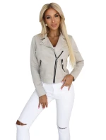 Semišové s dlouhými rukávy a zipy světle béžové model 21290283 - numoco basic Semišové s dlouhými rukávy a zipy světle béžové model 21290283 - numoco basic