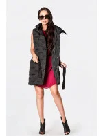 Dlouhá černá dámská vesta s páskem model 15834478 - Ann Gissy