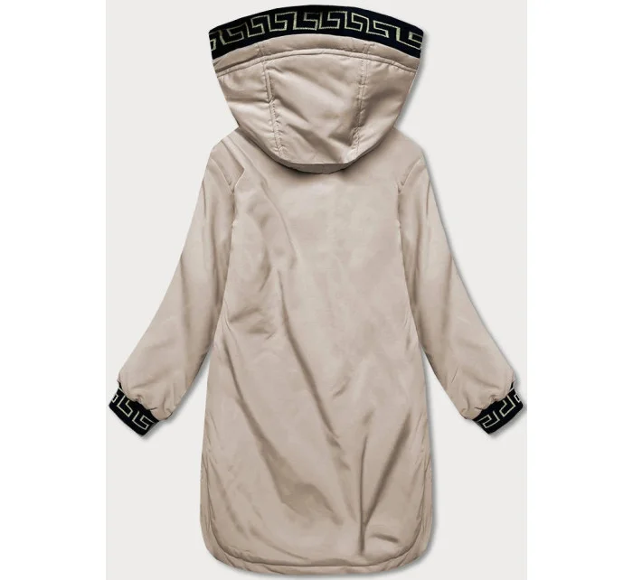 Tmavo béžová dámska bunda s ozdobnou lemovkou (B8150-12) Tmavo béžová dámska bunda s ozdobnou lemovkou (B8150-12)