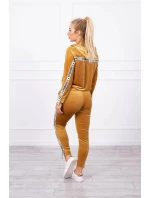 Velúrová súprava s ozdobnými stuhami horčicová Velúrová súprava s ozdobnými stuhami horčicová