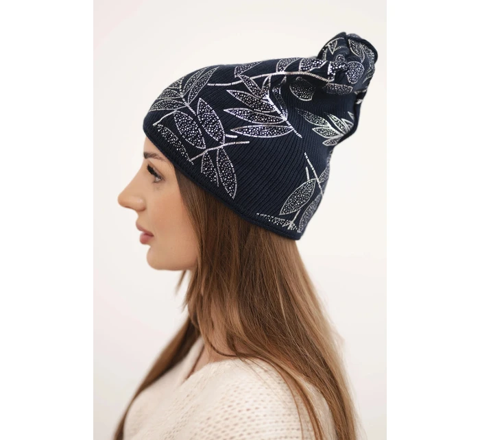 Dámska zimná vlnená čiapka s dvojitým okrajom K426 oranžová