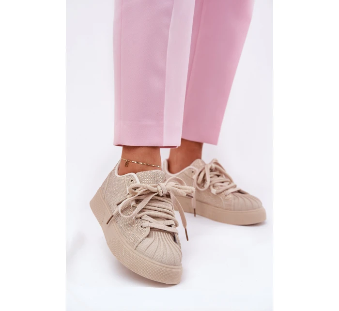 Sneakersy Damskie Ze Zdobieniem Na Platformie Beżowe Eanneth Sneakersy Damskie Ze Zdobieniem Na Platformie Beżowe Eanneth
