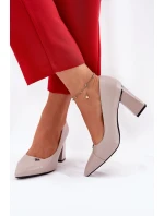 Czółenka Na Słupku Eleganckie Vinceza 62224 Szare