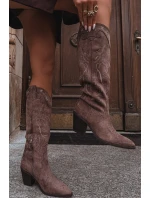 Dámské na podpatku z eko semiše khaki model 21714741 - Boto